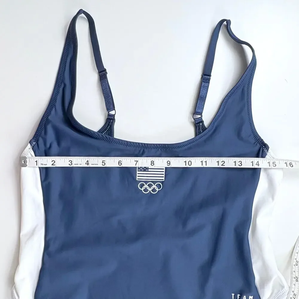 SKIMS Navy and White Team USA One-Piece Swimsuit